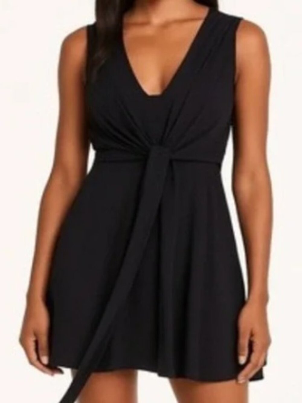 Allsaints Jayda Black Faux Wrap Jersey Sleeveless Dress XS
